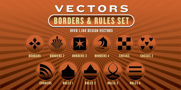 BORDERS & RULES VECTORS SET: 1,100 Designs - altemusfonts