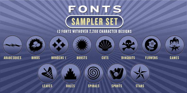 SAMPLER FONT SET: 13 Fonts - altemusfonts